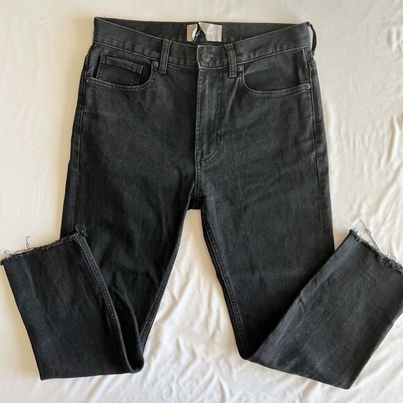 Everlane Straight Crop Jeans Women 26 Raw Hem Goth Grunge‎ Capsule Trendy Boho - Picture 1 of 8